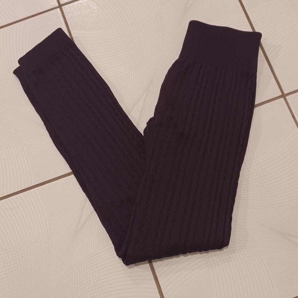 $4 Add-on Purple Ribbed Leggings - Size S/M
